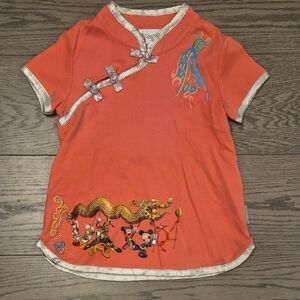 Disney Coral Short-Sleeve Tee with Dragon Parade Graphic
